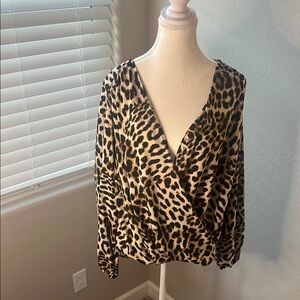 Leopard Print Wrap Top